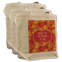 Fall Leaves Reusable Cotton Grocery Bags - Set of 3