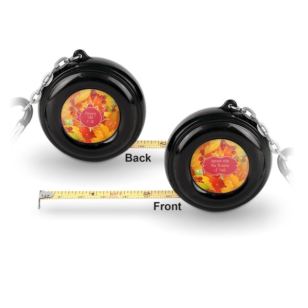 Fall Leaves 6-Ft Pocket Tape Measure with Carabiner Hook - Front and Back