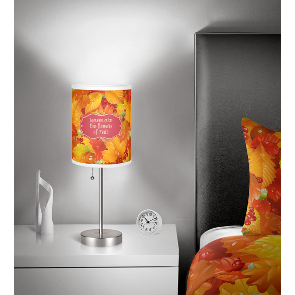 Fall Leaves 7 inch drum lamp shade - in room
