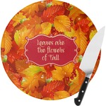 Fall Leaves Round Glass Cutting Board - Small