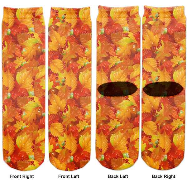 Fall Leaves Adult Crew Socks - Double Pair - Front and Back - Apvl