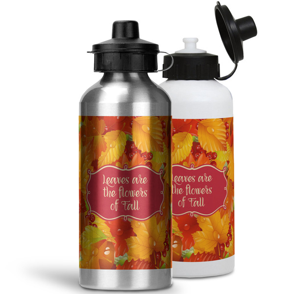 Fall Leaves Aluminum Water Bottles - MAIN (white &silver)