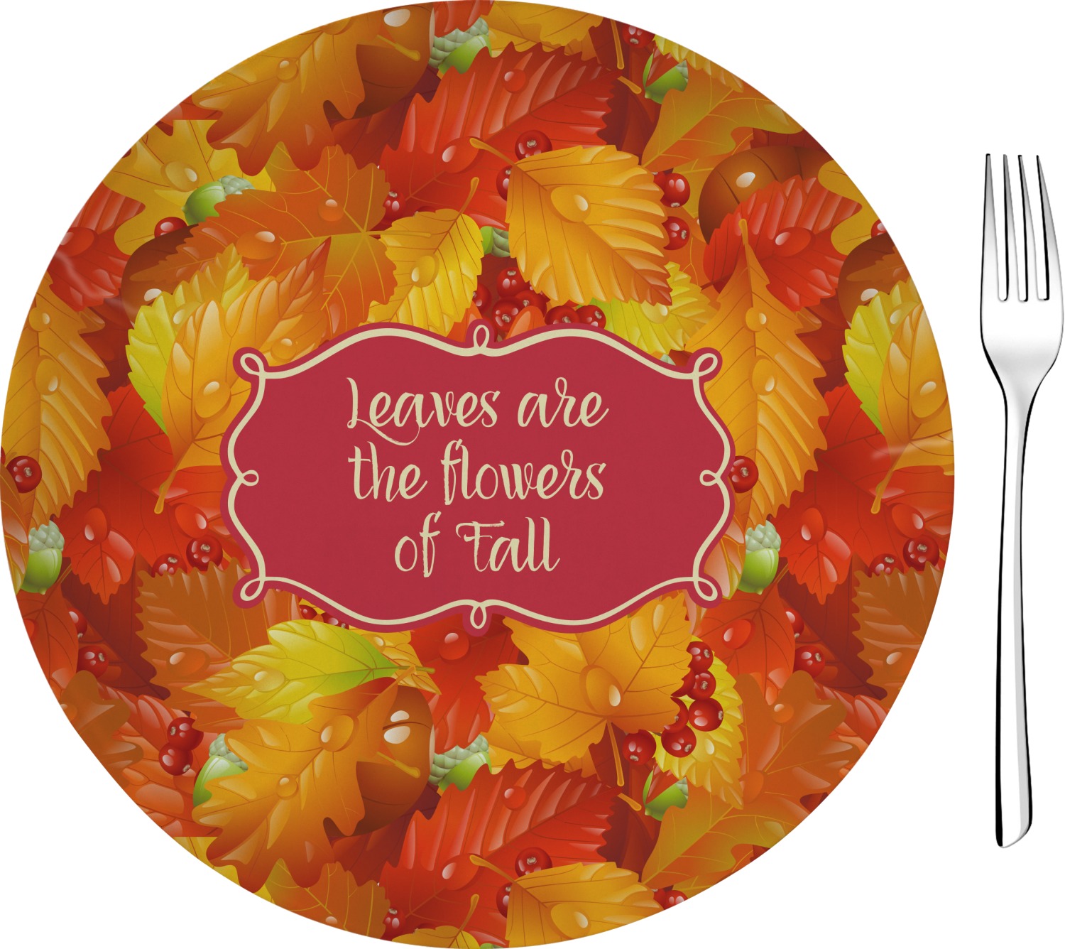 Fall Leaves Glass Appetizer / Dessert Plate 8" YouCustomizeIt