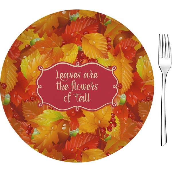 Custom Fall Leaves 8" Glass Appetizer / Dessert Plates - Single or Set