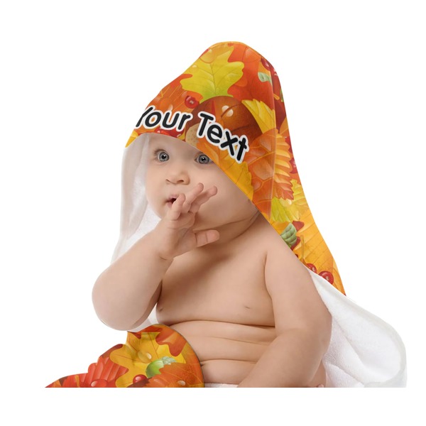 Fall Leaves Baby Hooded Towel on Child