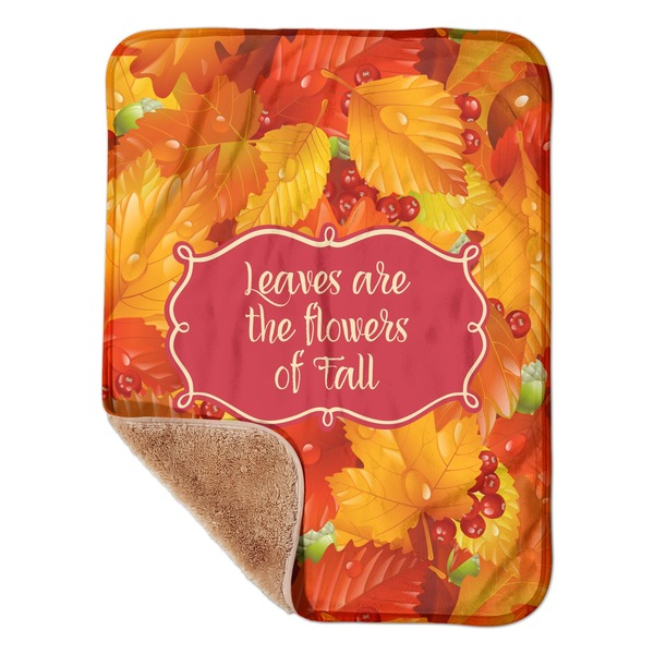 Custom Fall Leaves Sherpa Baby Blanket - 30" x 40" (Personalized)