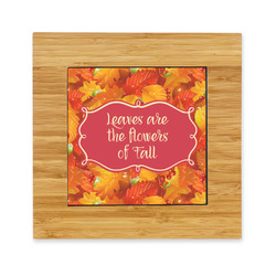 Fall Leaves Bamboo Trivet with Ceramic Tile Insert