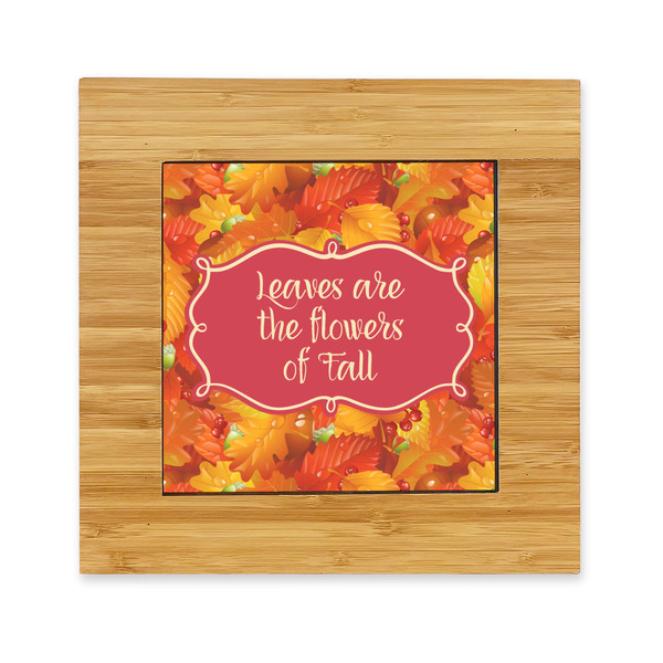 Custom Fall Leaves Bamboo Trivet with Ceramic Tile Insert
