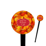 Fall Leaves 4" Round Plastic Food Picks - Black - Double Sided