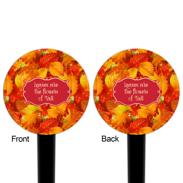 Fall Leaves Black Plastic 4" Food Pick - Round - Double Sided - Front & Back