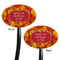 Fall Leaves Black Plastic 7" Stir Stick - Double Sided - Oval - Front & Back