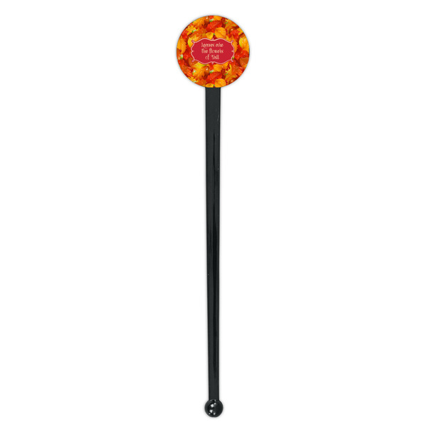 Fall Leaves Black Plastic 7" Stir Stick - Round - Single Stick