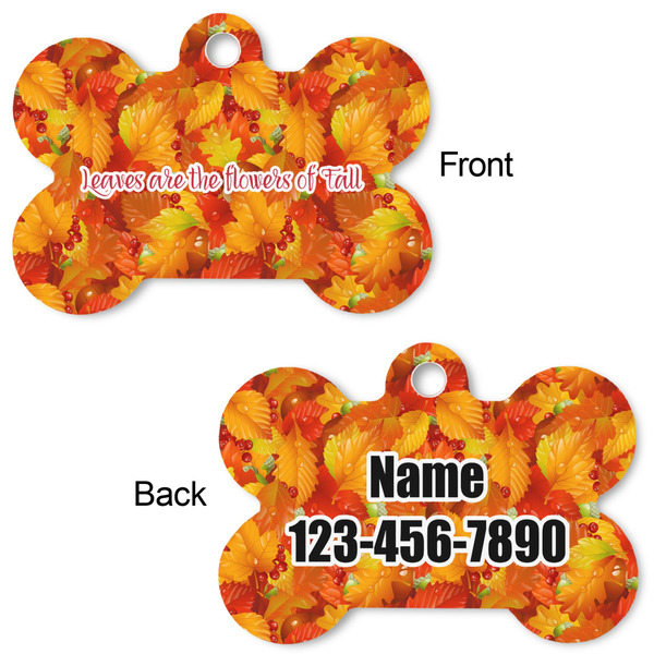 Fall Leaves Bone Shaped Dog ID Tag - Large - Approval