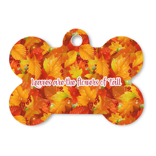 Custom Fall Leaves Bone Shaped Dog ID Tag