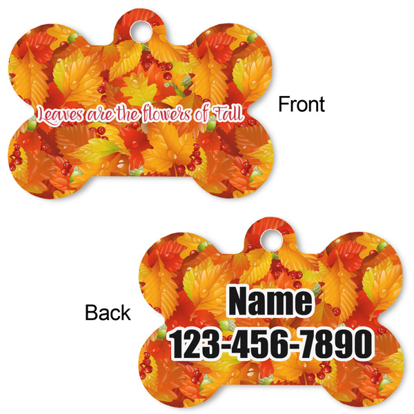 Fall Leaves Bone Shaped Dog Tag - Front & Back