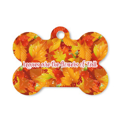 Fall Leaves Bone Shaped Dog ID Tag - Small