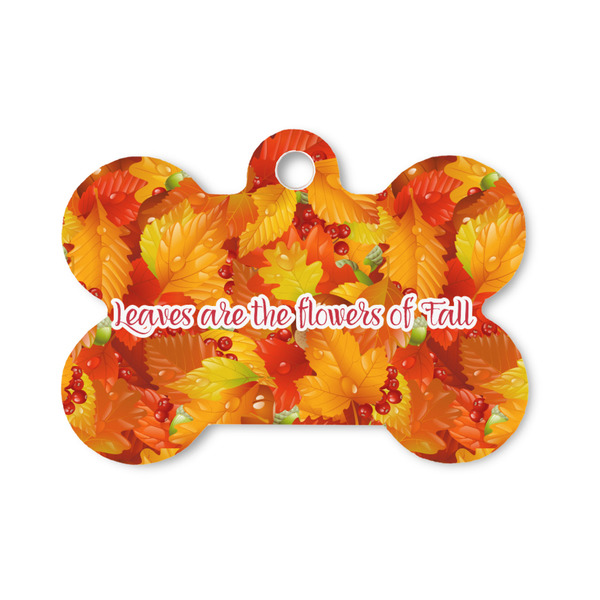 Custom Fall Leaves Bone Shaped Dog ID Tag - Small