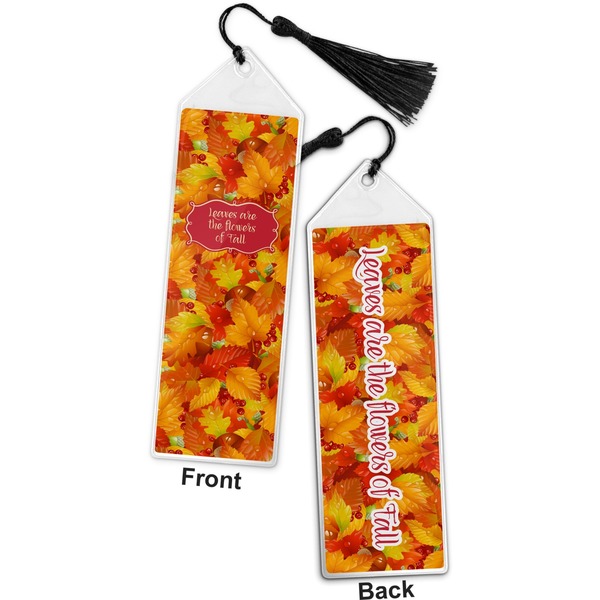 Fall Leaves Bookmark with tassel - Front and Back