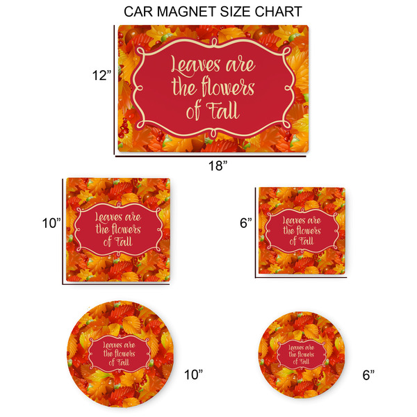 Fall Leaves Car Magnets - SIZE CHART