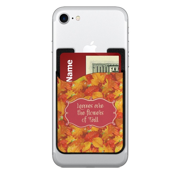 Custom Fall Leaves 2-in-1 Cell Phone Credit Card Holder & Screen Cleaner