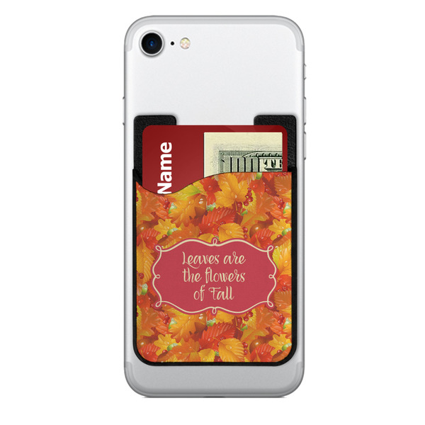 Custom Fall Leaves 2-in-1 Cell Phone Credit Card Holder & Screen Cleaner