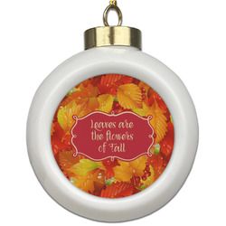 Fall Leaves Ceramic Ball Ornament