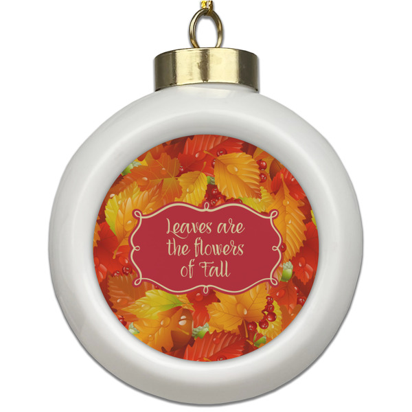 Custom Fall Leaves Ceramic Ball Ornament