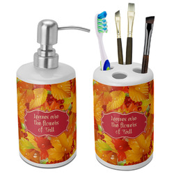 Fall Leaves Ceramic Bathroom Accessories Set