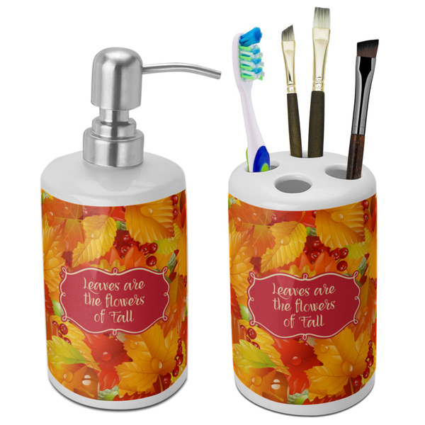 Custom Fall Leaves Ceramic Bathroom Accessories Set