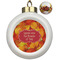 Fall Leaves Ceramic Christmas Ornament - Poinsettias (Front View)