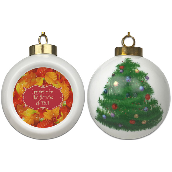 Fall Leaves Ceramic Christmas Ornament - X-Mas Tree (APPROVAL)