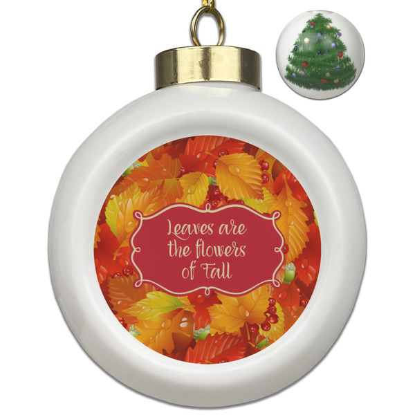 Custom Fall Leaves Ceramic Ball Ornament - Christmas Tree