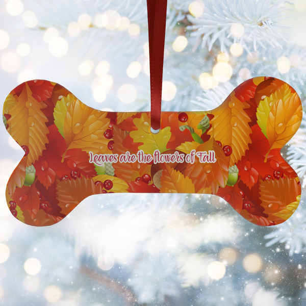 Custom Fall Leaves Ceramic Dog Ornament