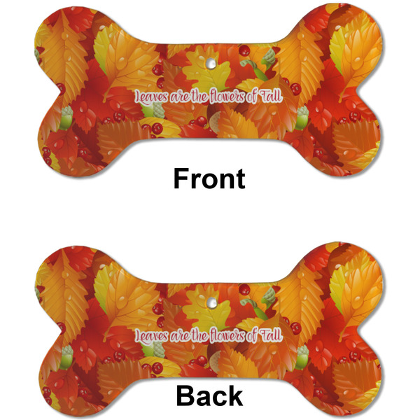 Fall Leaves Ceramic Flat Ornament - Bone Front & Back (APPROVAL)