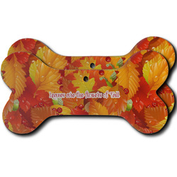 Fall Leaves Ceramic Dog Ornament - Front & Back