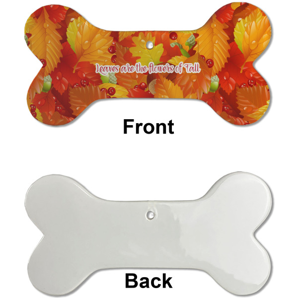 Fall Leaves Ceramic Flat Ornament - Bone Front & Back Single Print (APPROVAL)
