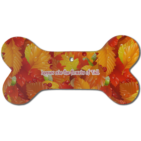 Fall Leaves Ceramic Flat Ornament - Bone Front