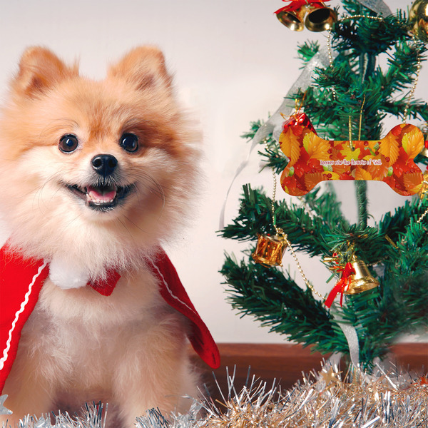 Fall Leaves Ceramic Flat Ornament - Bone (LIFESTYLE)