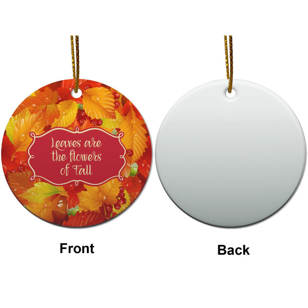 Fall Leaves Ceramic Flat Ornament - Circle Front & Back (APPROVAL)