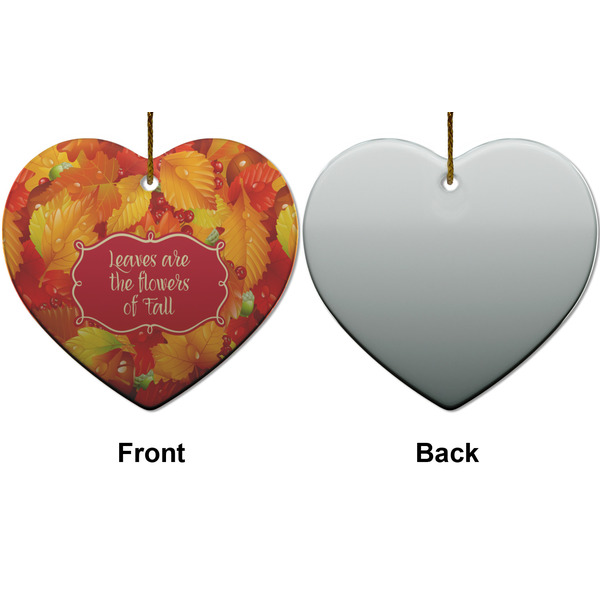 Fall Leaves Ceramic Flat Ornament - Heart Front & Back (APPROVAL)
