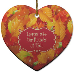 Fall Leaves Heart Ceramic Ornament
