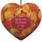 Fall Leaves Ceramic Flat Ornament - Heart (Front)