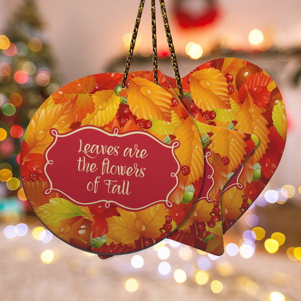 Custom Fall Leaves Ceramic Ornament
