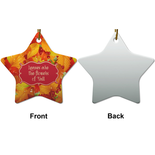 Fall Leaves Ceramic Flat Ornament - Star Front & Back (APPROVAL)