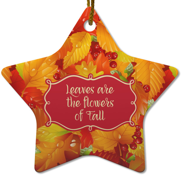 Fall Leaves Ceramic Flat Ornament - Star (Front)