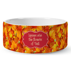 Fall Leaves Ceramic Dog Bowl - Medium