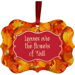 Fall Leaves Metal Frame Ornament - Double Sided