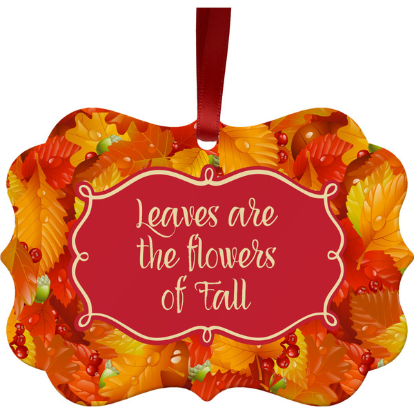 Custom Fall Leaves Metal Frame Ornament - Double Sided