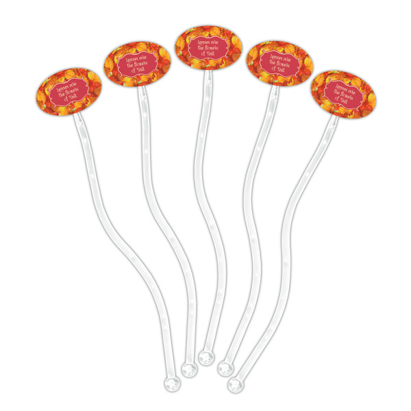 Fall Leaves Clear Plastic 7" Stir Stick - Oval - Fan
