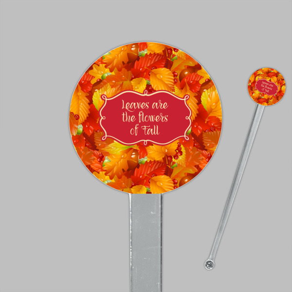 Fall Leaves Clear Plastic 7" Stir Stick - Round - Closeup